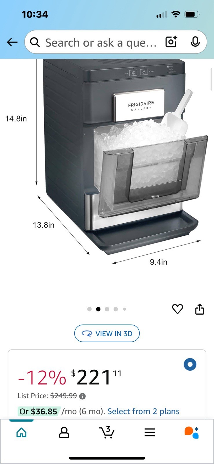 FRIGIDAIRE GALLARY crunchy/chewable Ice Maker EFIC165 BLACK gallery