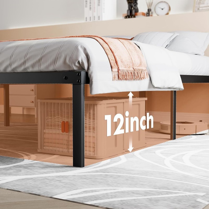 Metal Platform Bed Frame Queen King Full Size Sturdy Steel Slat Support Bedstead gallery