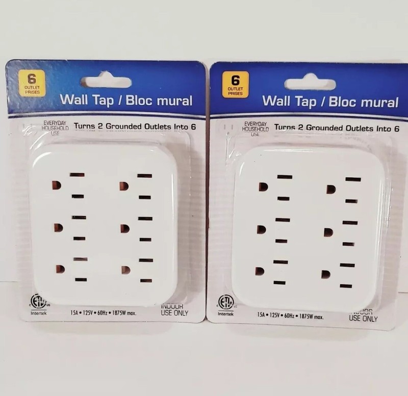 6 Outlet Wall Outlet Adapter Multi Plug Power Splitters Electrical Tap In 2 Pack gallery
