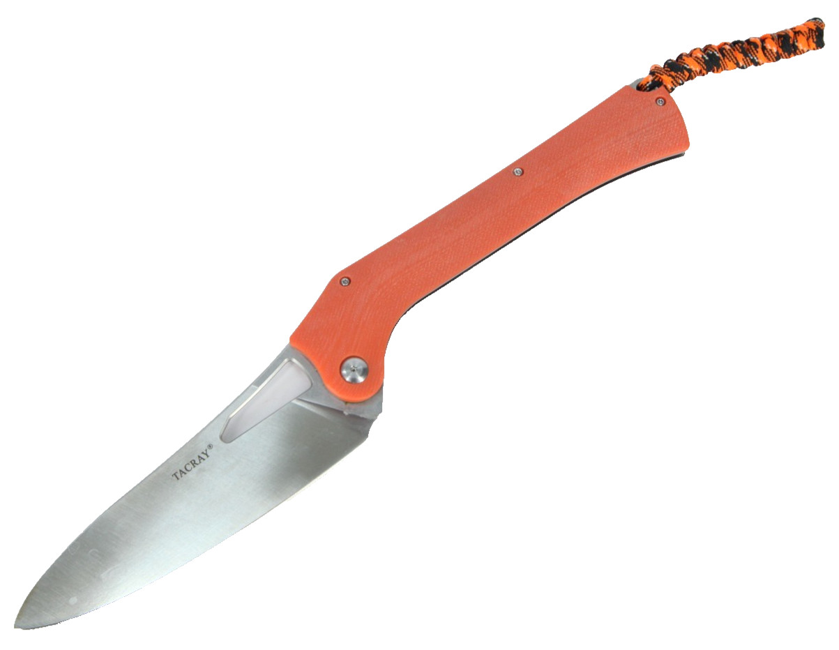 Tacray Orange 12" Folding Chef Knife D2 Steel Kitchen Pocket Knife G10 Handle gallery