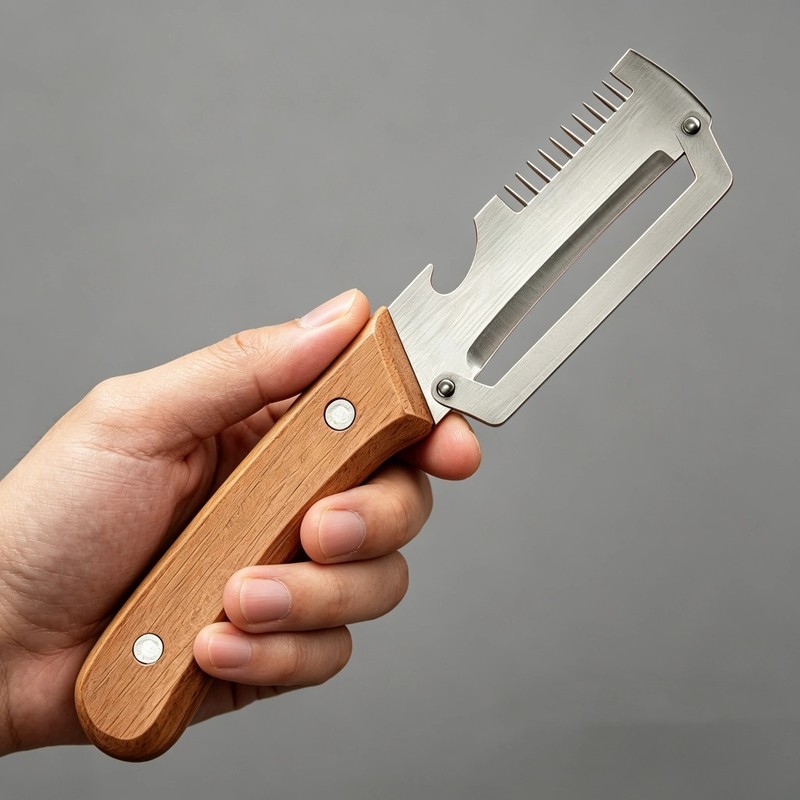 2PCS 3-in-1 Multifunction Vegetable Peeler Julienne Slicer Wooden Handle Tool gallery
