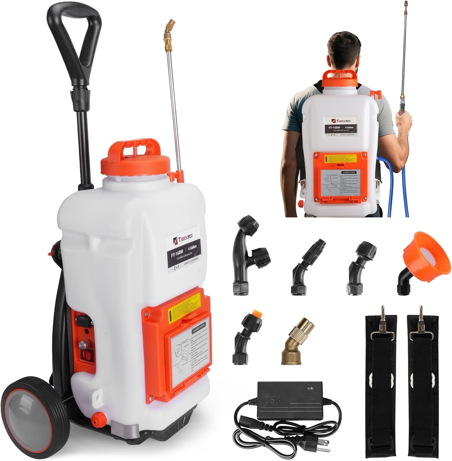 TOOVEM Battery Powered Backpack Sprayer 4 Gallon Heavy Duty Backpack Sprayer gallery