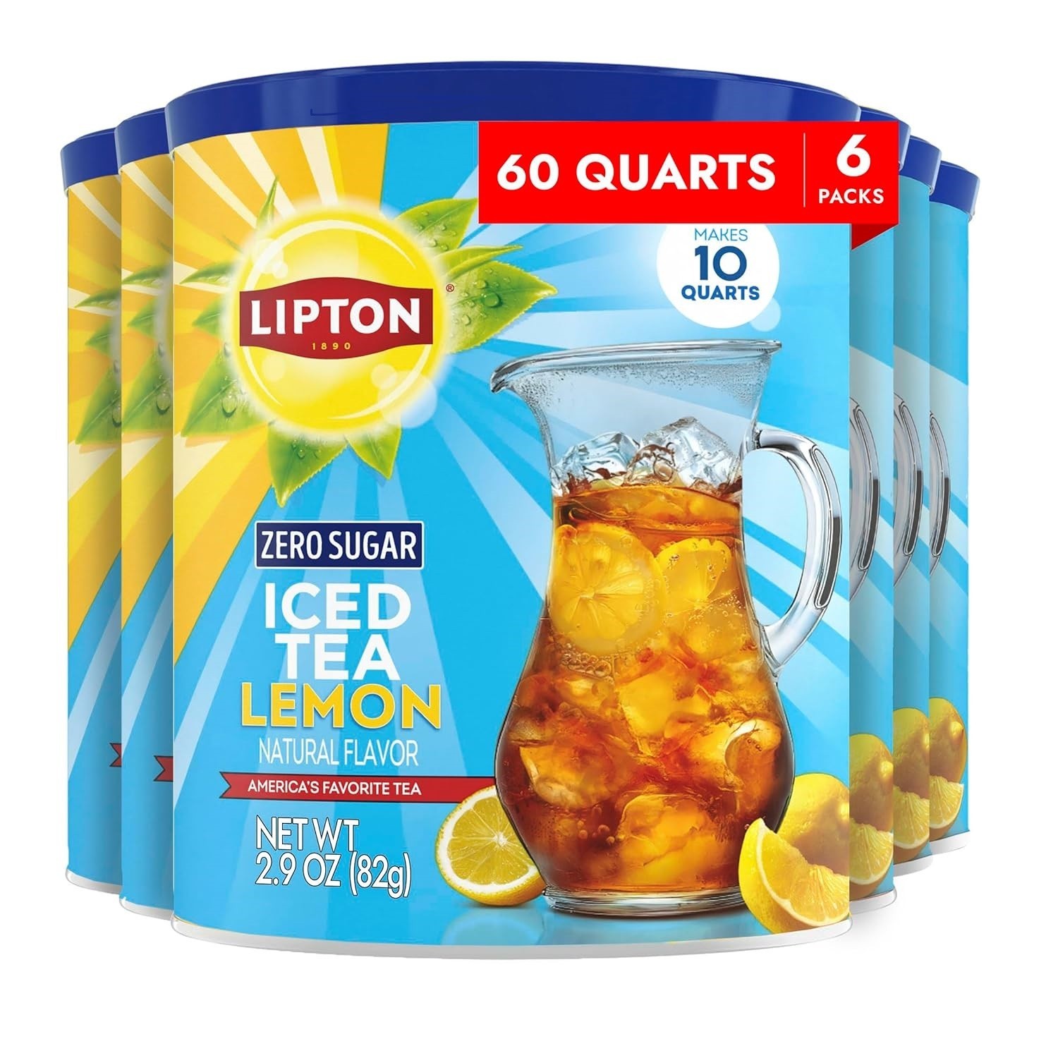 Lipton Zero Sugar Lemon Iced Tea Mix, Makes 10 Quarts (Pack of 6) gallery