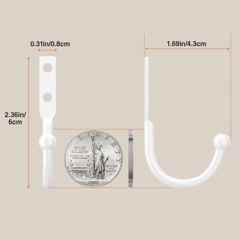6 Pack Wall Hooks，Metal Hooks Hold up to 45 Lbs，Hooks Wall Mount for Hanging ... gallery