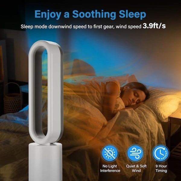 34 Inch Bladeless Tower Fan with Heater and Fan Combo for Home - White gallery