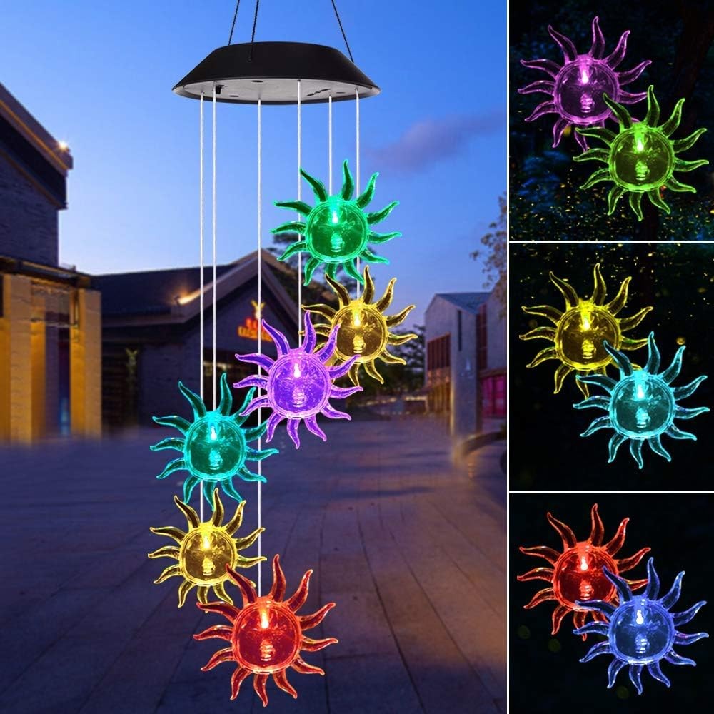 LED Sun Wind Chime Solar Powered Lights Color-Changing Yard Garden Decor 1Pack gallery