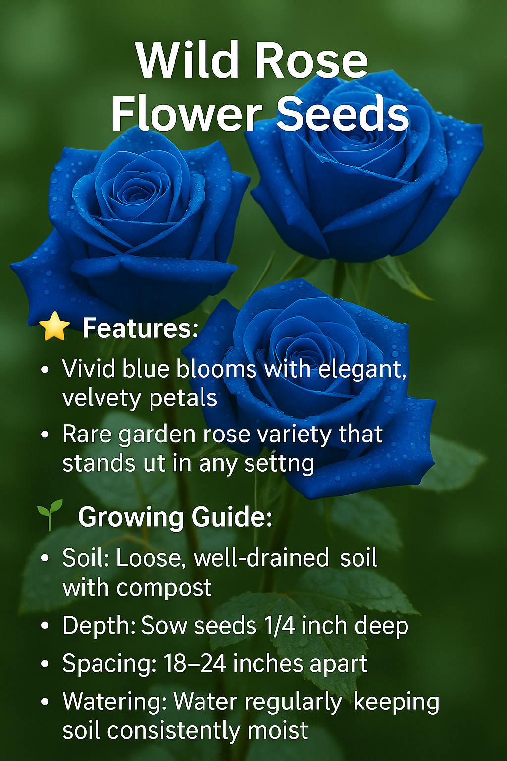 Blue Rose Seeds – 20 Seeds – Unique Color Rose Variety for Decorative Home gallery