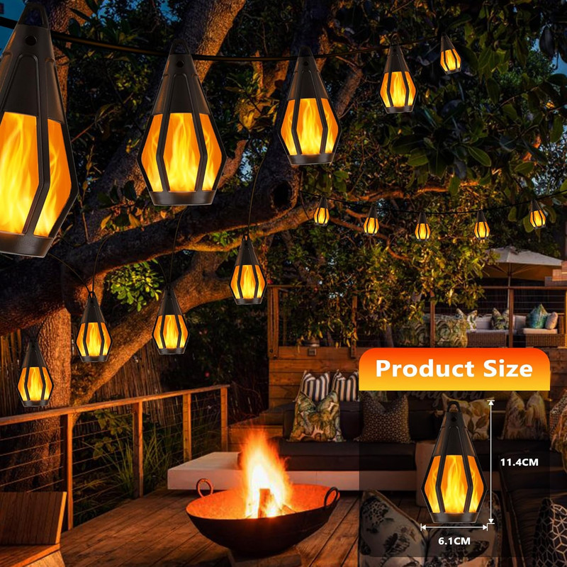 Solar String Lights for Outside, 21Ft Patio Lights with 10 Flickering Flame Ligh gallery