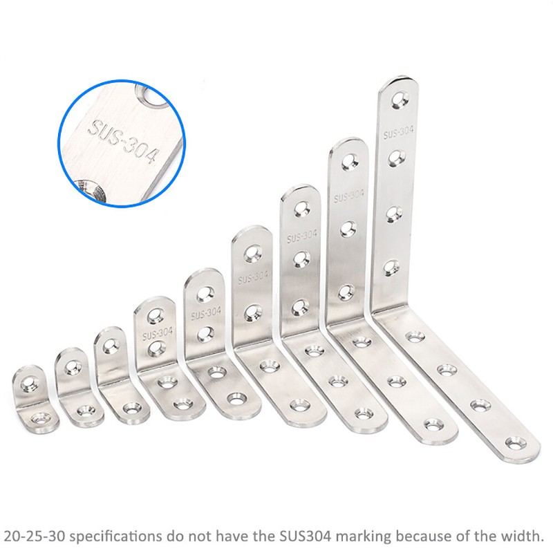 304 Stainless Steel Right Angle Bracket Corner Brace Joint Shelf Support L-Shape gallery