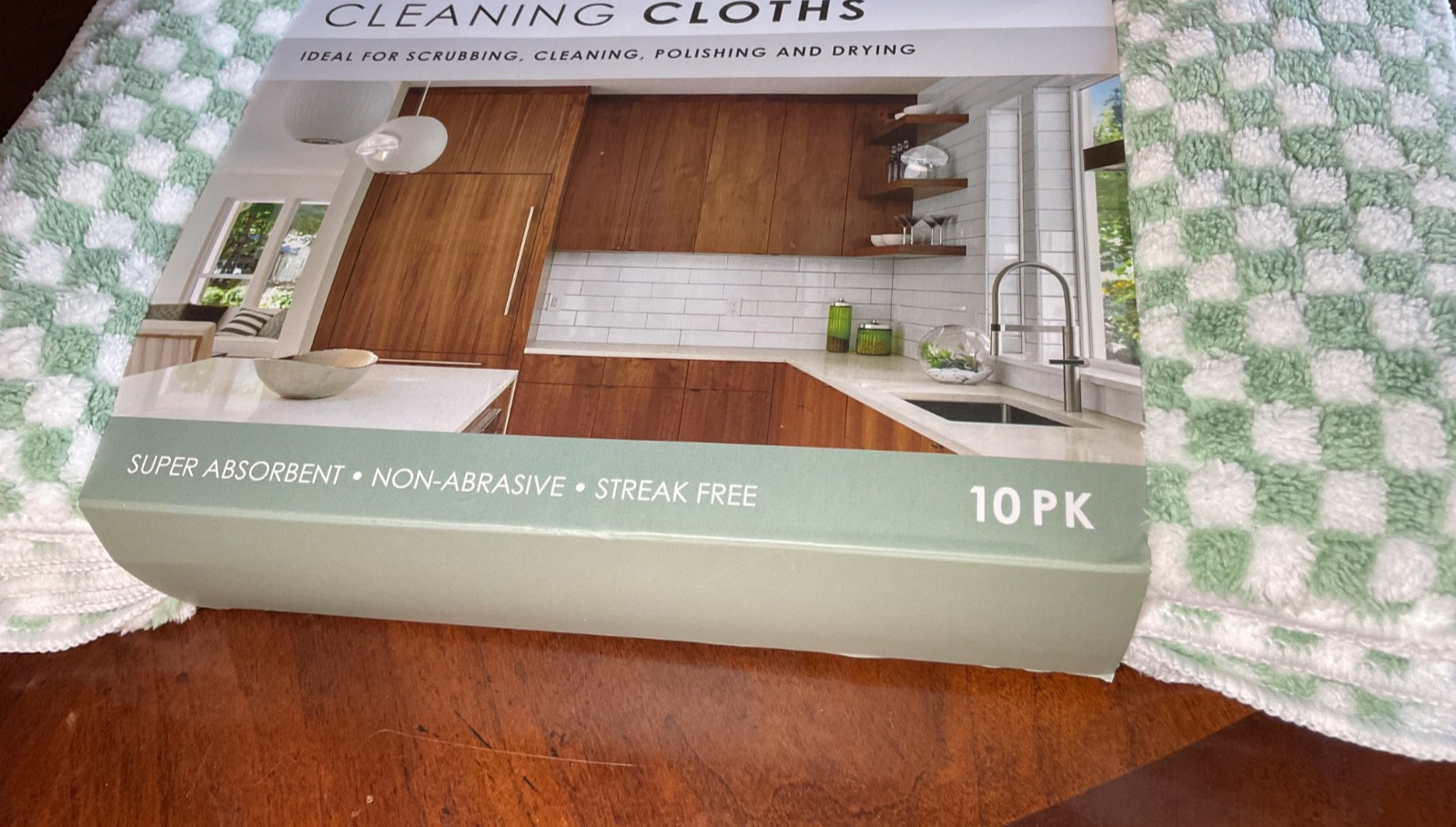 EVRIHOLDER CLEANING CLOTHS (10) GREEN WHITE CHECK NWT gallery