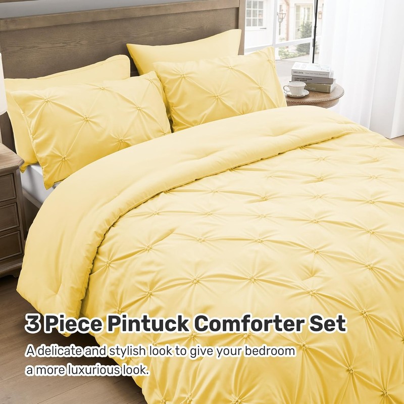 King Size Comforter Set Yellow - Lightweight Soft Pintuck Down gallery