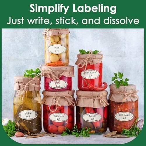 200 Dissolvable Canning Labels for Mason Jars, 1 x 2⅛ inch Food Labels, Tiny Can gallery
