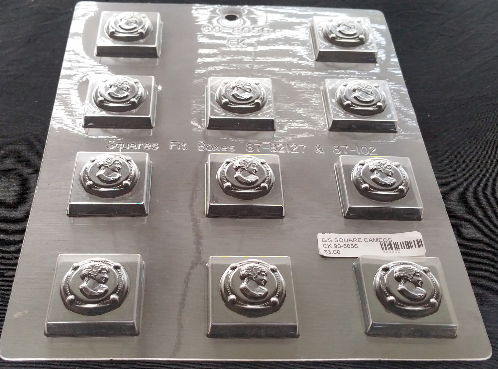 Bite-Sized Square with Cameo Filled Chocolate Plastic Candy Soap Mold CK 90-8056 gallery