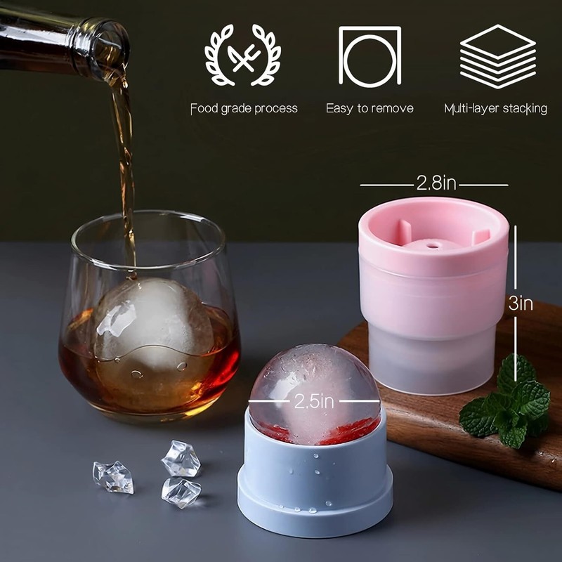 Slow-Melting Stackable Large Ice Cube Mold Maker For Whisky Cocktails Beverage gallery