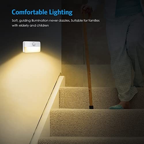 6 Pack Mini Motion Sensor LED Stair Lights - Battery-Powered, 40 Lumen, Indoor N gallery