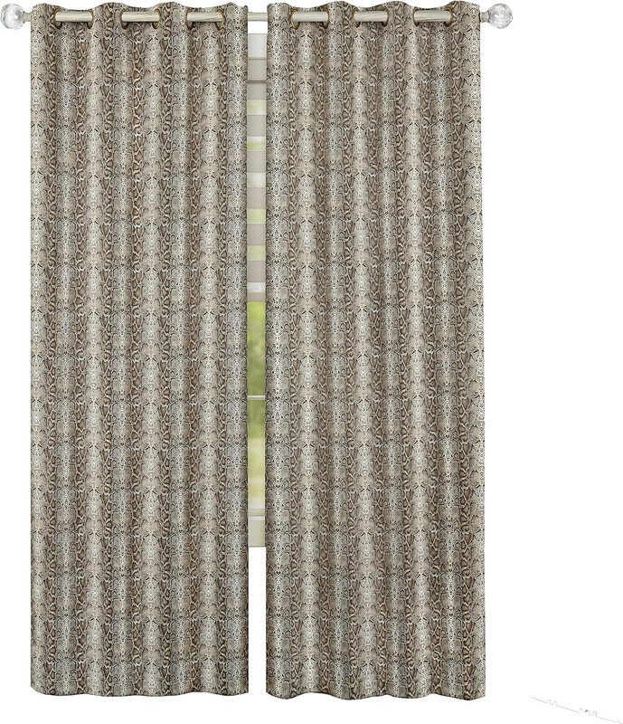Home Furnishings Python Grommet Window Curtain Panel, 52" X 63", Brown/Gold gallery