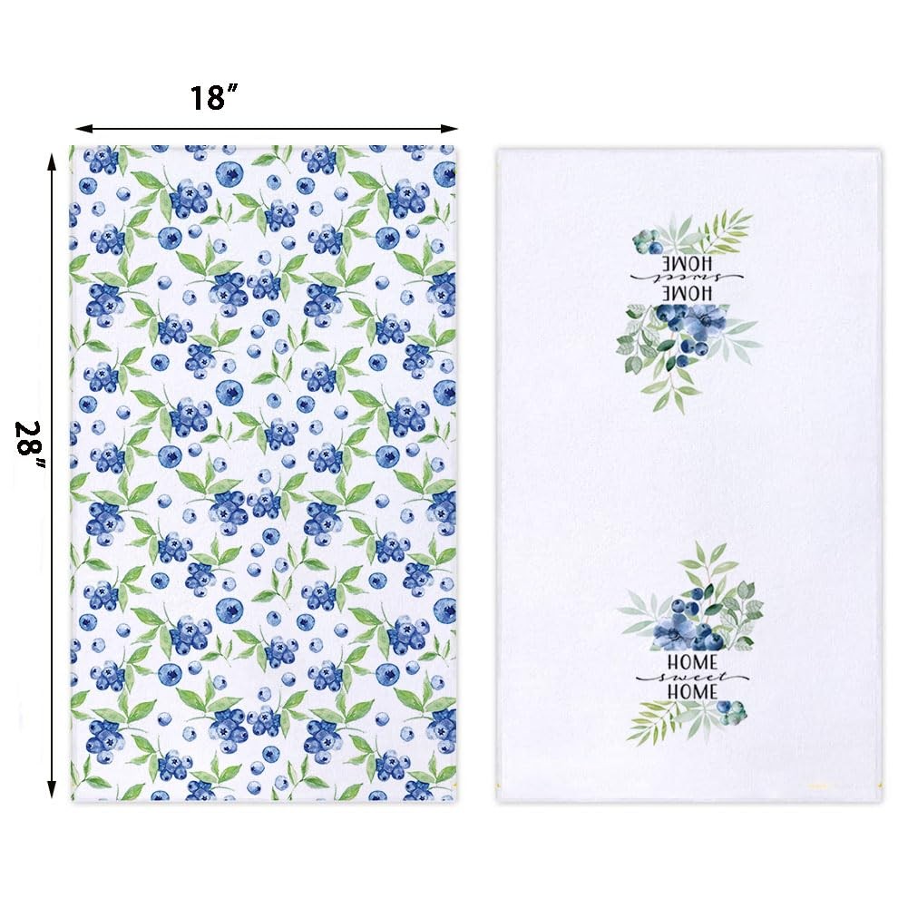 2 Pack Home Sweet Home Blueberry Kitchen Towels, 18x28-in, Spring, Summer gallery