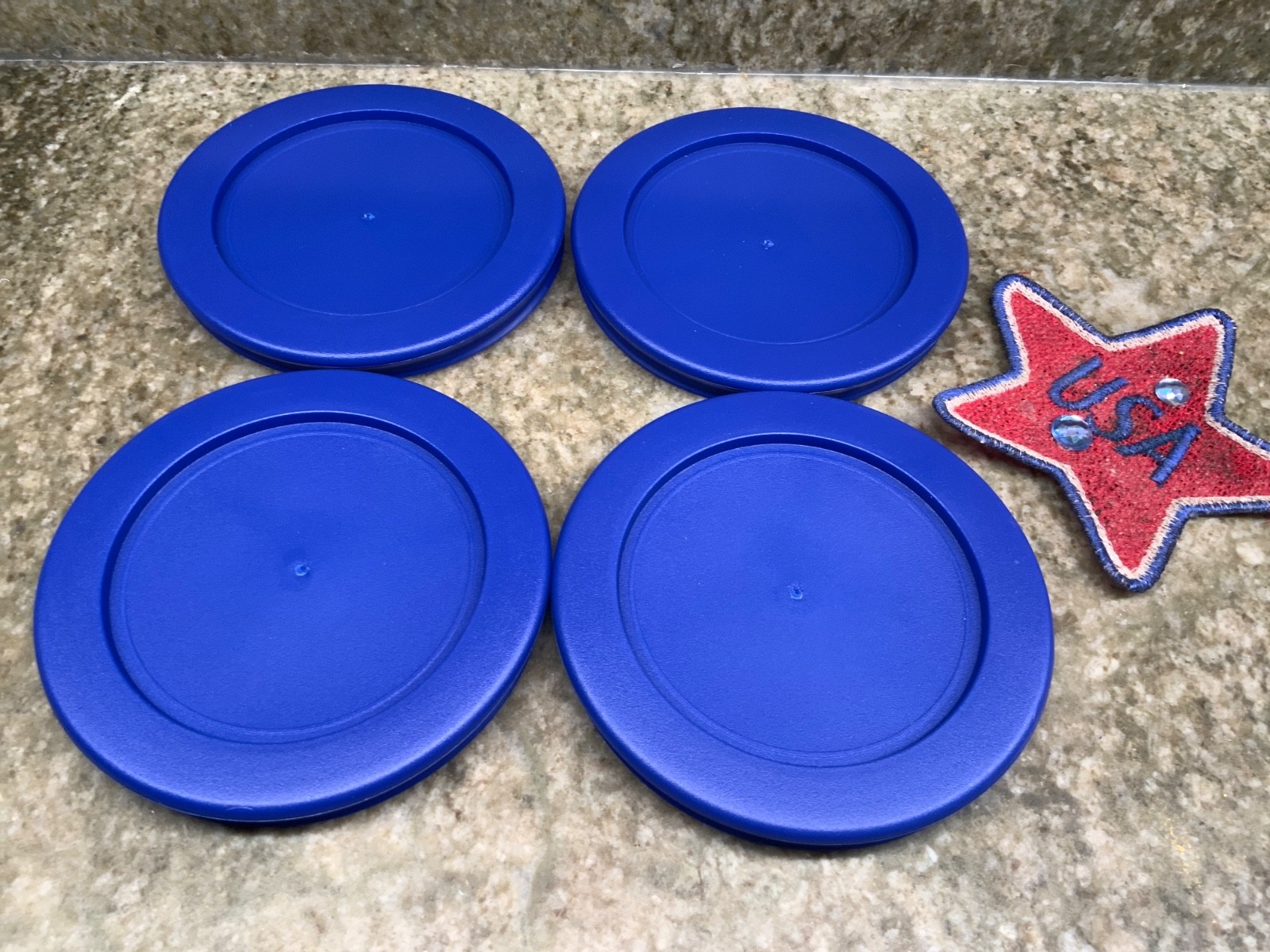 Pyrex 1 Cup Blue Plastic Replacement Lid Cover 4PK For Glass Bowl gallery