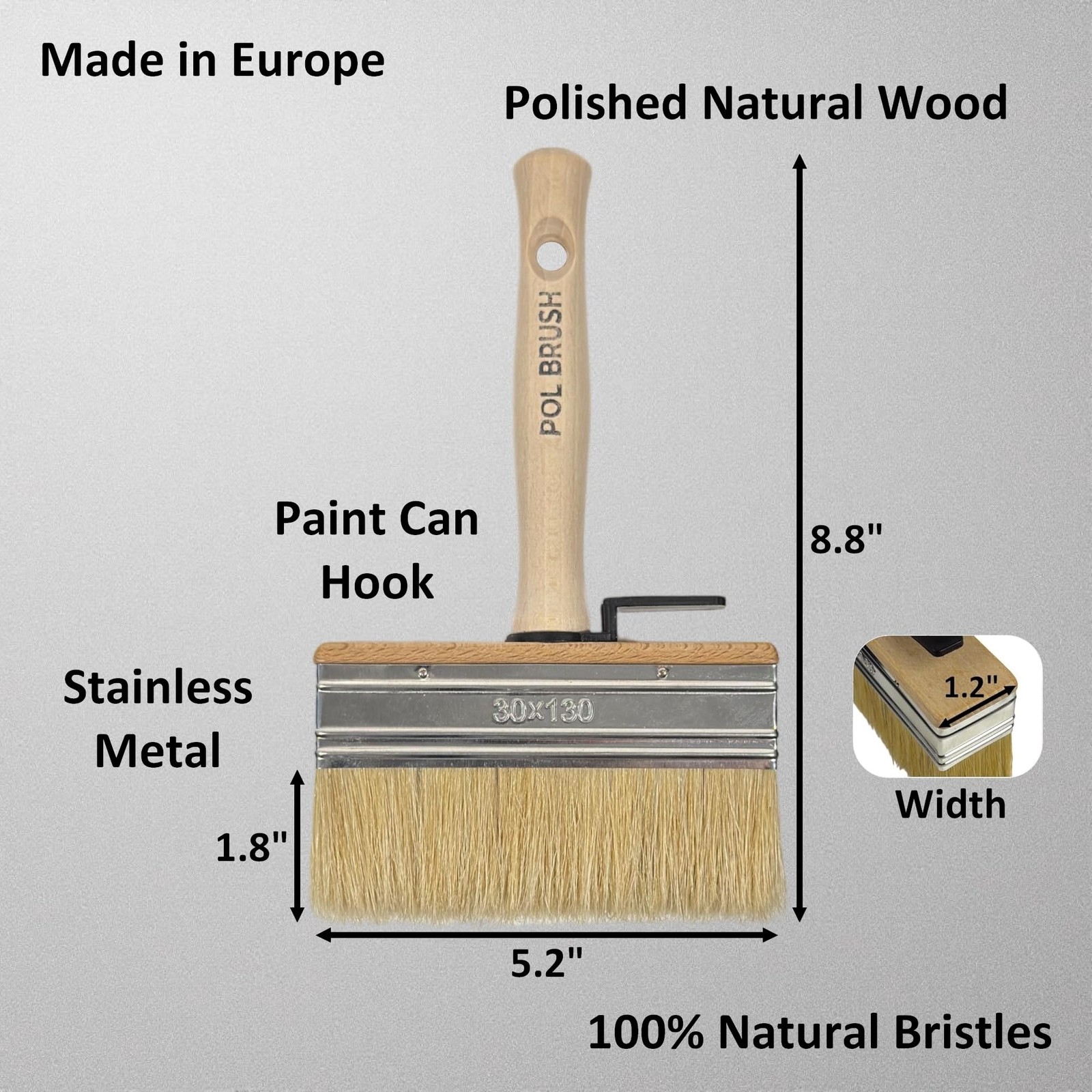 5 Inch Stain Deck Wide & Thick Paint Brush - High 1pk 5", Natural gallery