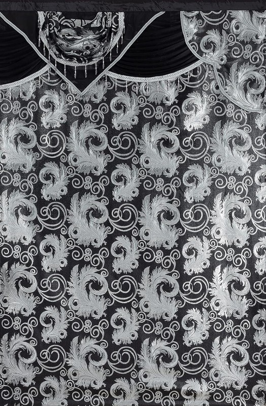 Versatile 2-Piece Black Jacquard Curtain Set - Rod Pocket Design for All Rooms gallery