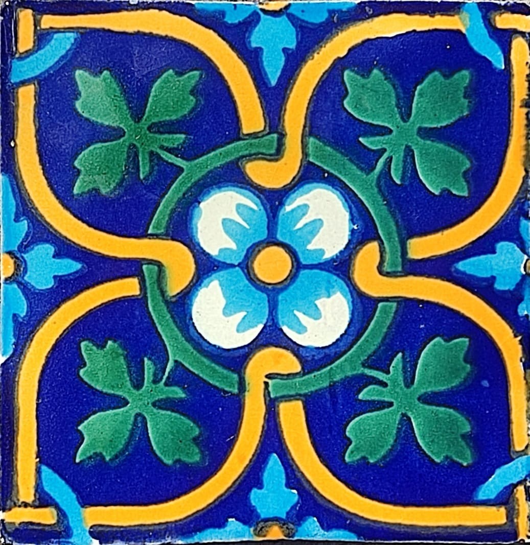 #C132) Mexican Tile sample Ceramic Handmade 4x4 inch, GET MANY AS YOU NEED !! gallery