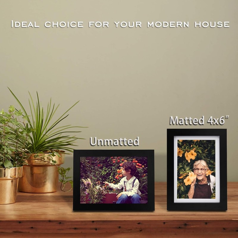 Black Solid Wood Picture Frames 4 PCS - 11x14 & 5x7 for Table or Wall Display gallery