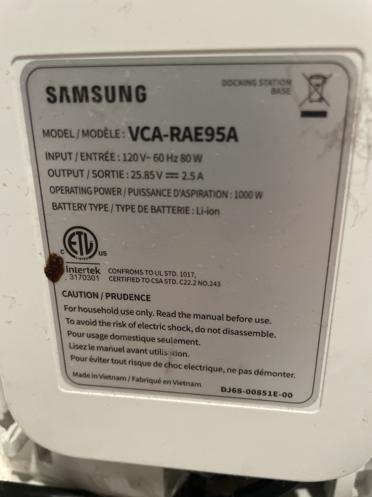 Samsung Jet Bot AI+ Robotic Vacuum w/ Docking Station Base VCA-RAE95A White gallery