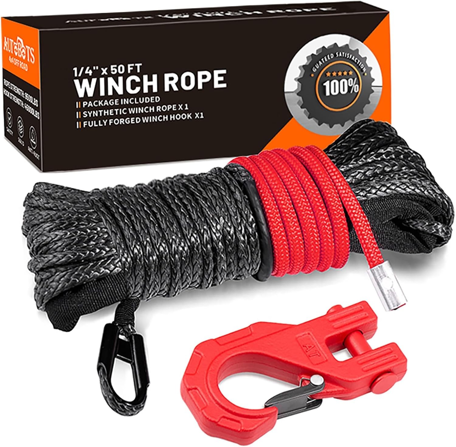 Synthetic Winch Rope 1/4" X 50 Ft，Max 9500lbs Winch Rope with Heavy Duty gallery