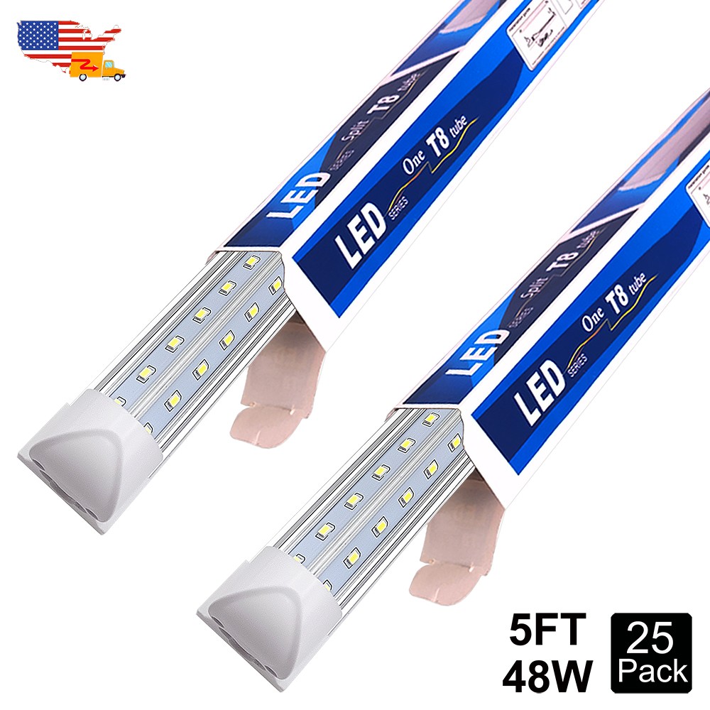 25 Pack LED T8 Integrated Single Fixture 5FT 48W LED Shop Ceiling Under Lights gallery