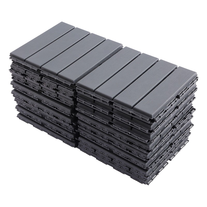 30 Pack 12"x12" Dark Gray Interlocking Deck Tiles for Outdoor Patio gallery
