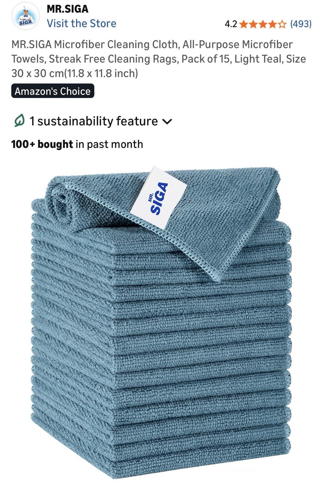 MR.SIGA Microfiber Cleaning Cloth, All-Purpose Microfiber Towels, Streak Free Cl gallery