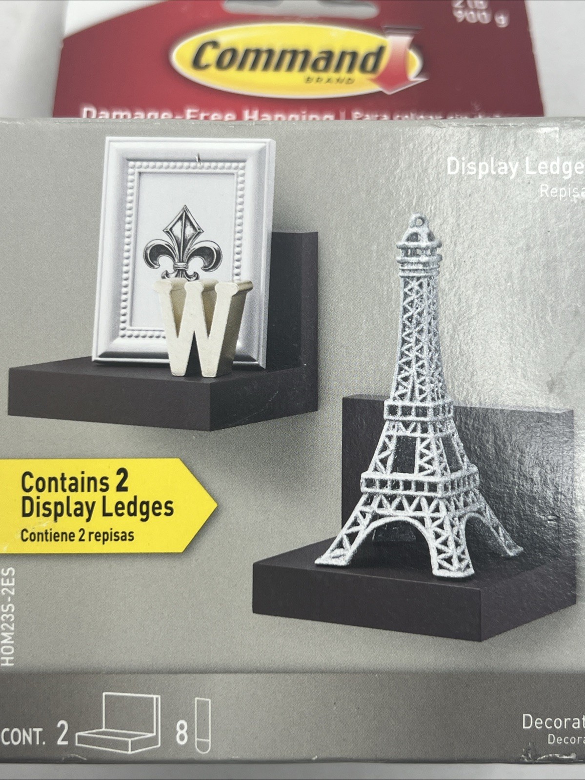 Command Display Ledges Holds up to 2 lb, Slate, Ledges with 8 Medium Strips gallery
