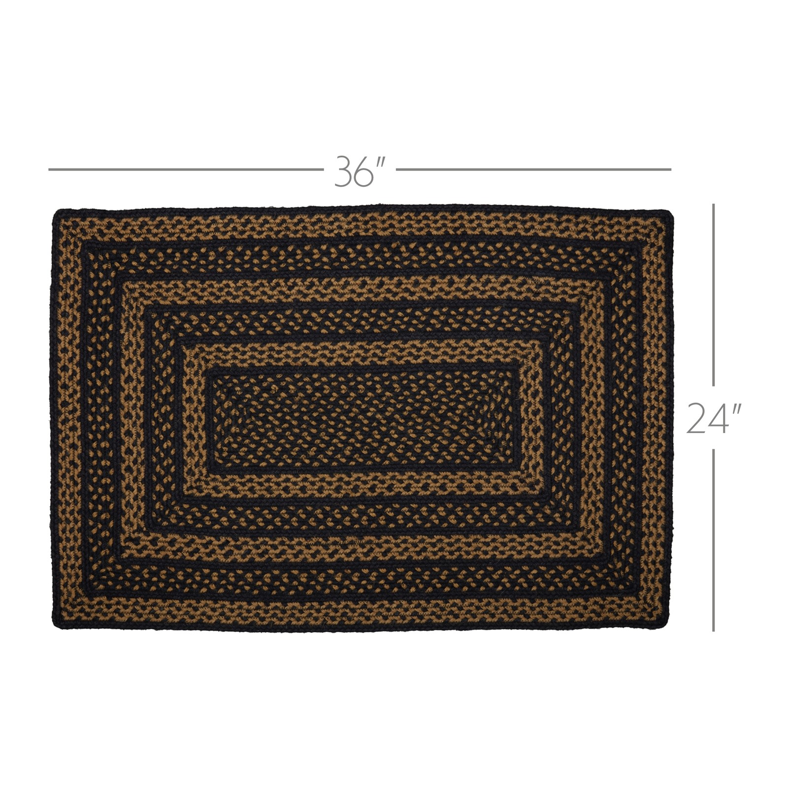 Jute Primitive Accent Rug Black Rectangle Floor Decor 24"x36" VHC Brands gallery