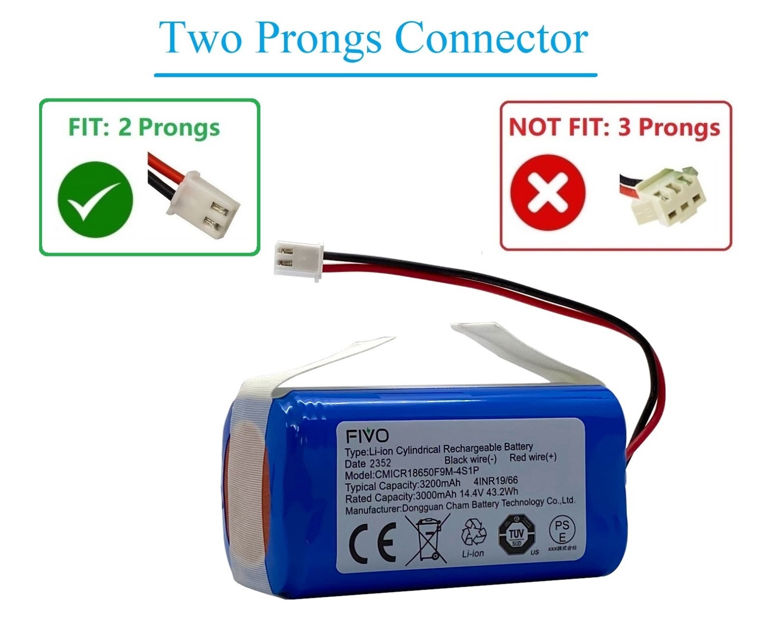 Replacement Battery for Shark Ion R75 RV85 RV850 RV750-N RVBAT850(2-prongs plug) gallery