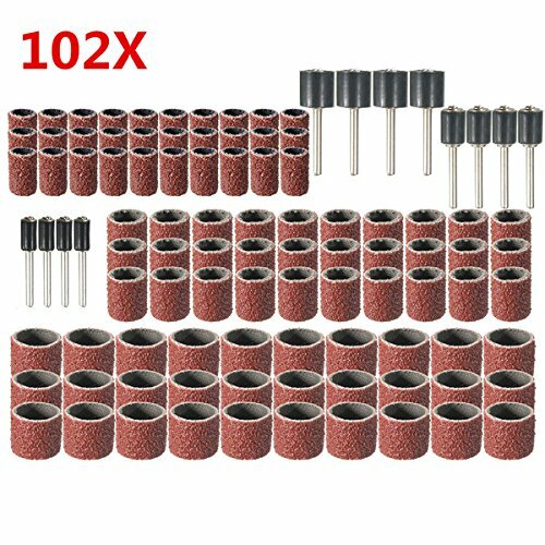 102pc Sanding Drum Set Rotary Tool Rubber Mandrel Bands Sleeves Kit Woodworking gallery