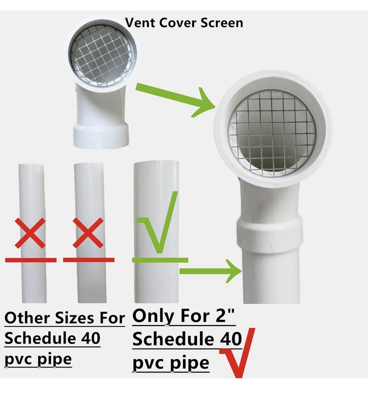 PVC termination vent with stainless steel screen,90°Roof Vent Cap for Furnace 2” gallery