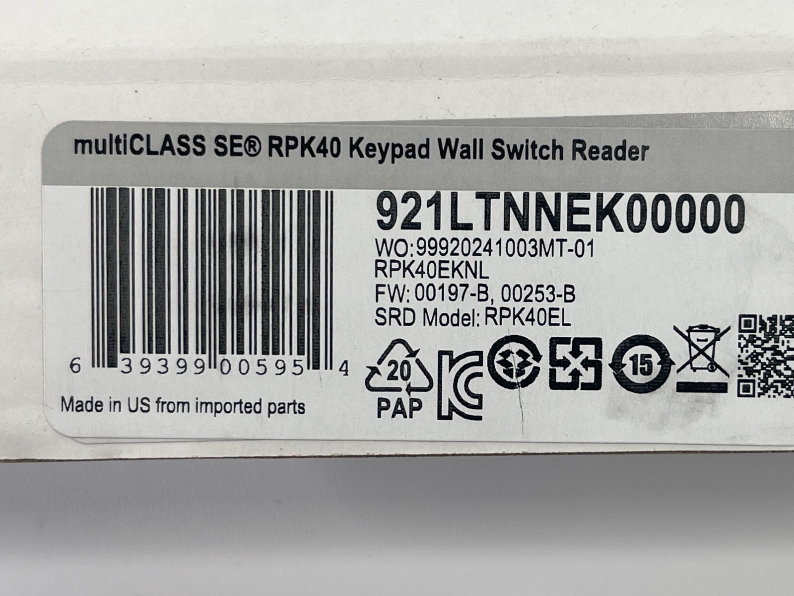HID multiCLASS SE RPK40 Keypad Wall Switch Reader 921LTNNEK00000 Black New gallery