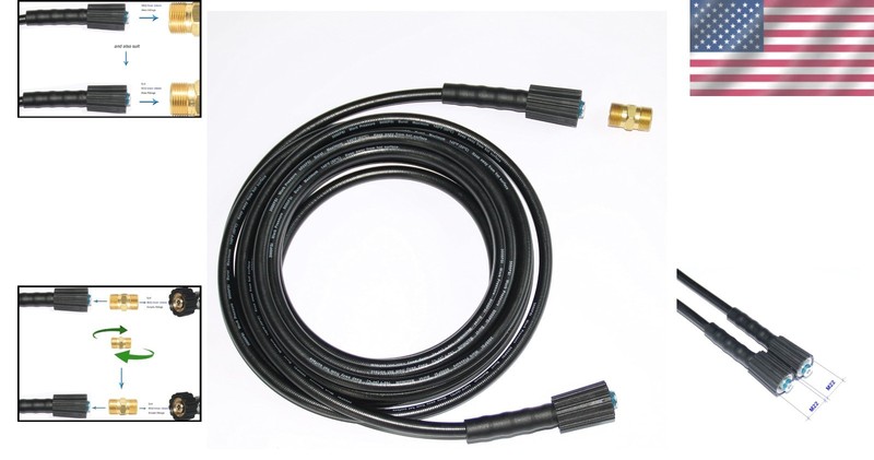 Versatile 35FT High Pressure Washer Hose 1/4-inch with M22 Adapter Included gallery