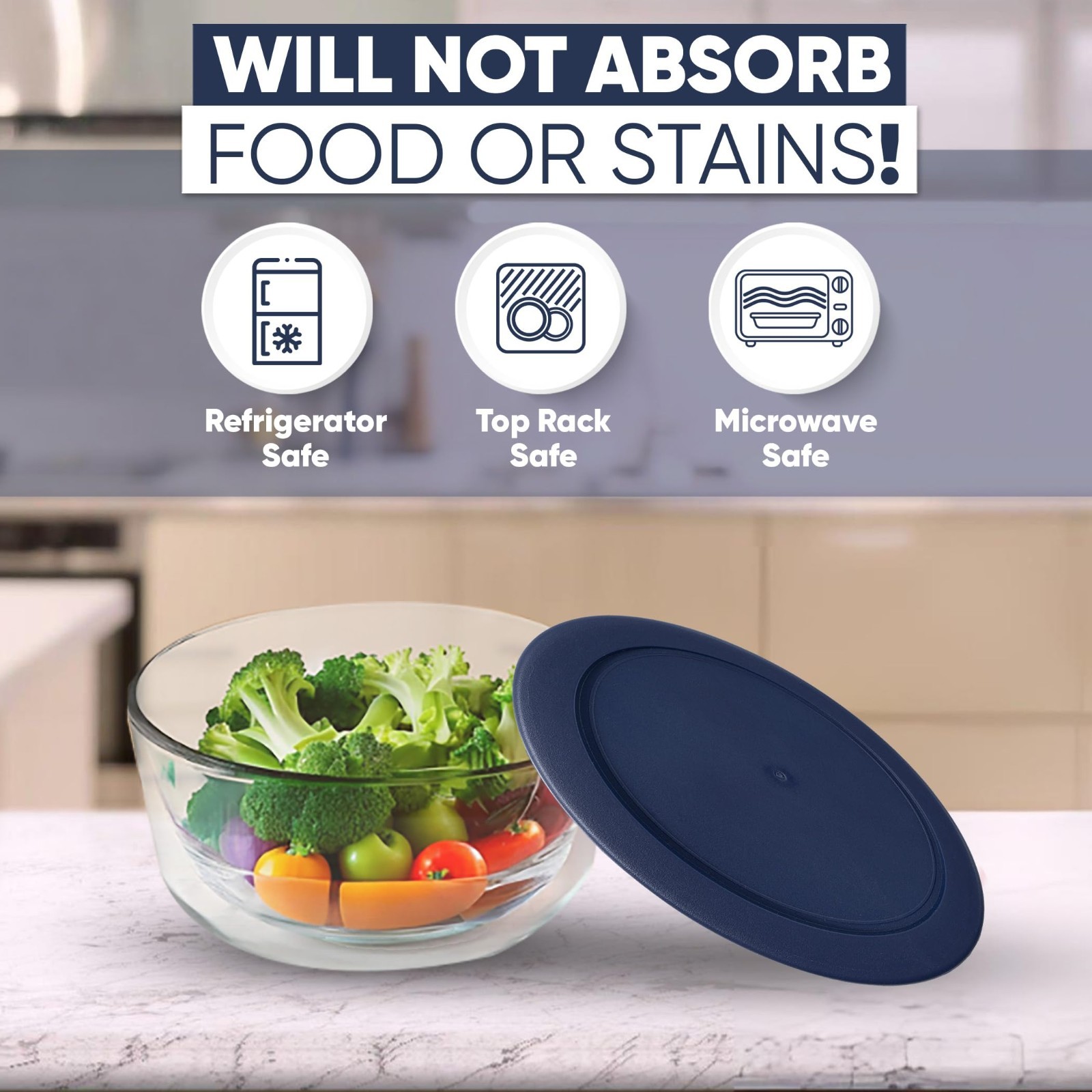 Replacement Lids for Pyrex Glass Containers 2-Cup 4-Cup 7 Cup Round 6pcs Navy gallery