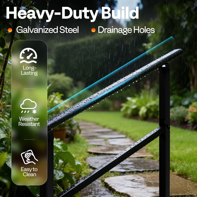 2Pack 3 Step Hand Rails Outdoor Steps Galvanized Steel Stair Railing Kit Porch gallery