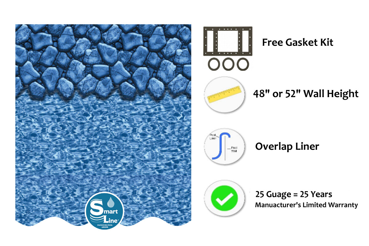 SmartLine Boulder Swirl Overlap Above Ground Swimming Pool Liner - 25 Gauge gallery