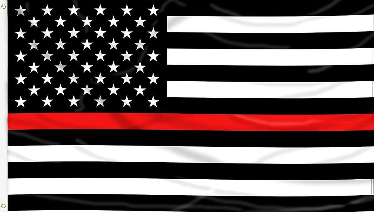 Thin Red Line American Fire Fighter Flag 3' x 5' Fireman EMT EMS Support USA A-6 gallery