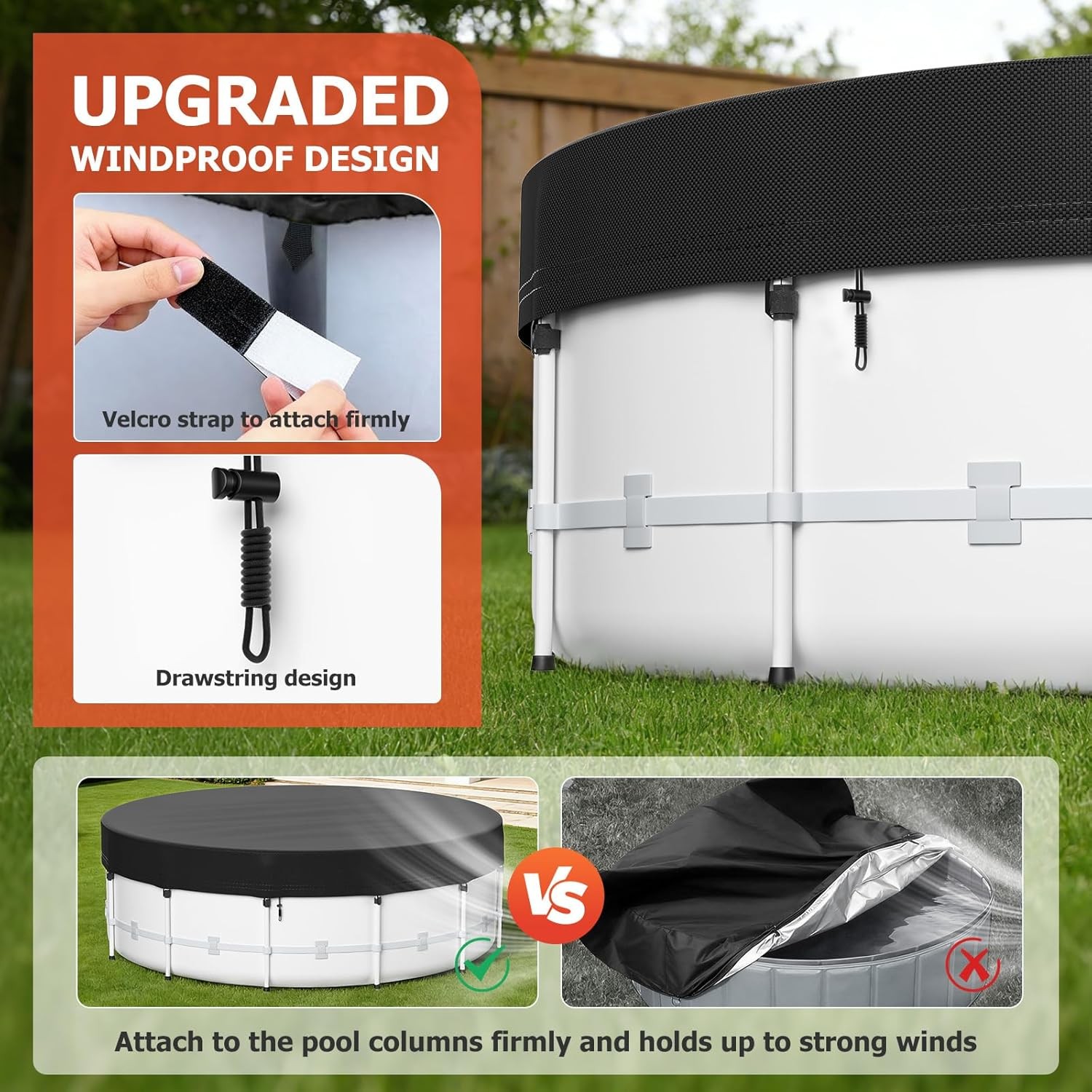 16 ft Round Windproof Pool Cover for Metal Frame Above Ground Pools 16 ft gallery