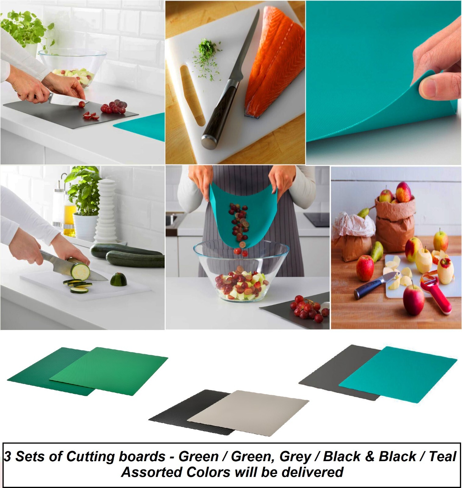2PC Rectangular Plastic Flexible Kitchen Cutting Board Chopping Mat 12 x 15 gallery