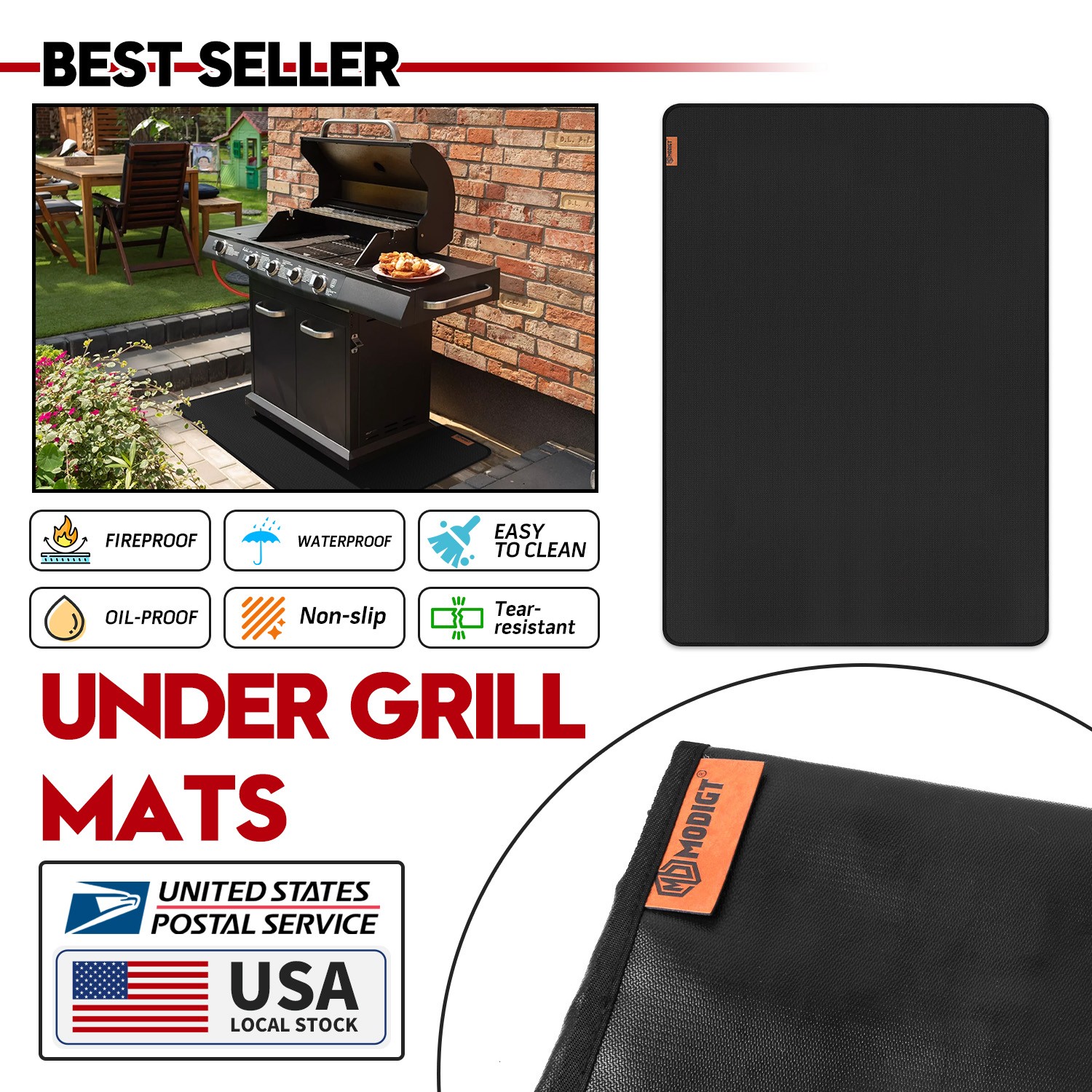 76x51in Fireproof Under Grill Mat for Blackstone Griddles - Protect Your Patio gallery