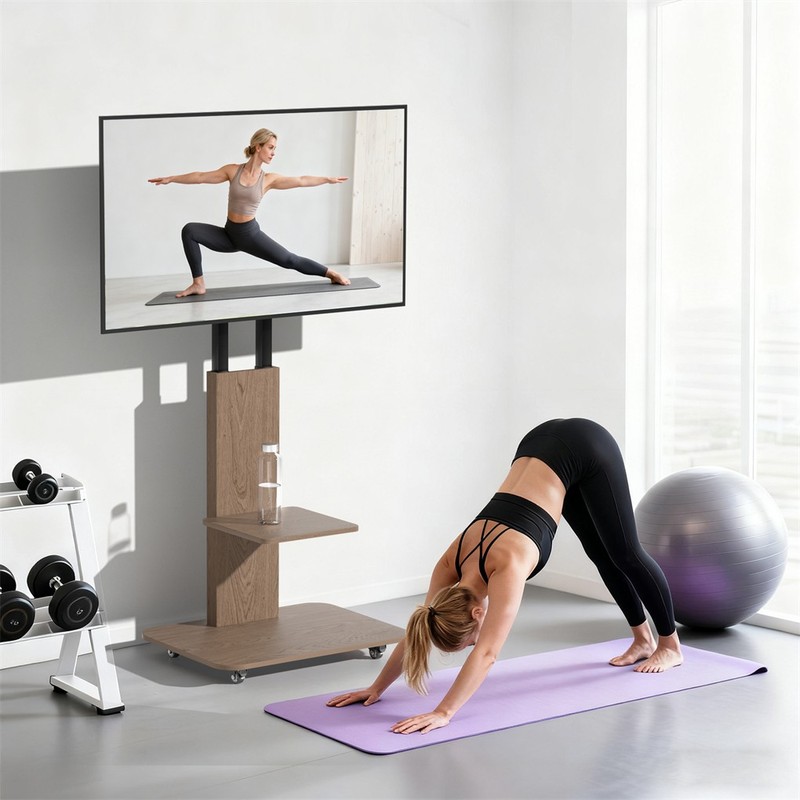 Mobile TV Floor Stand Height Adjustable 40-75 in TV Cart Mount w/ Lockable Wheel gallery