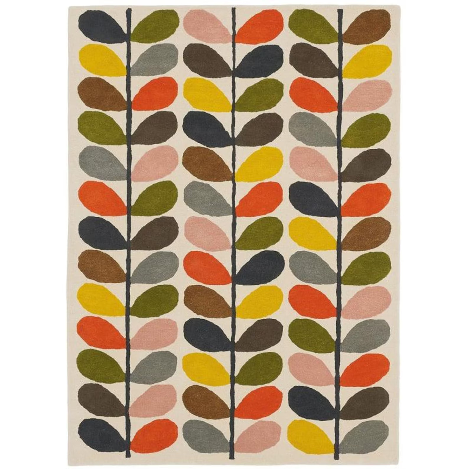 Hand Tufted Wool Rug, Mid Century Modern Botanical Carpet, Scandinavian gallery