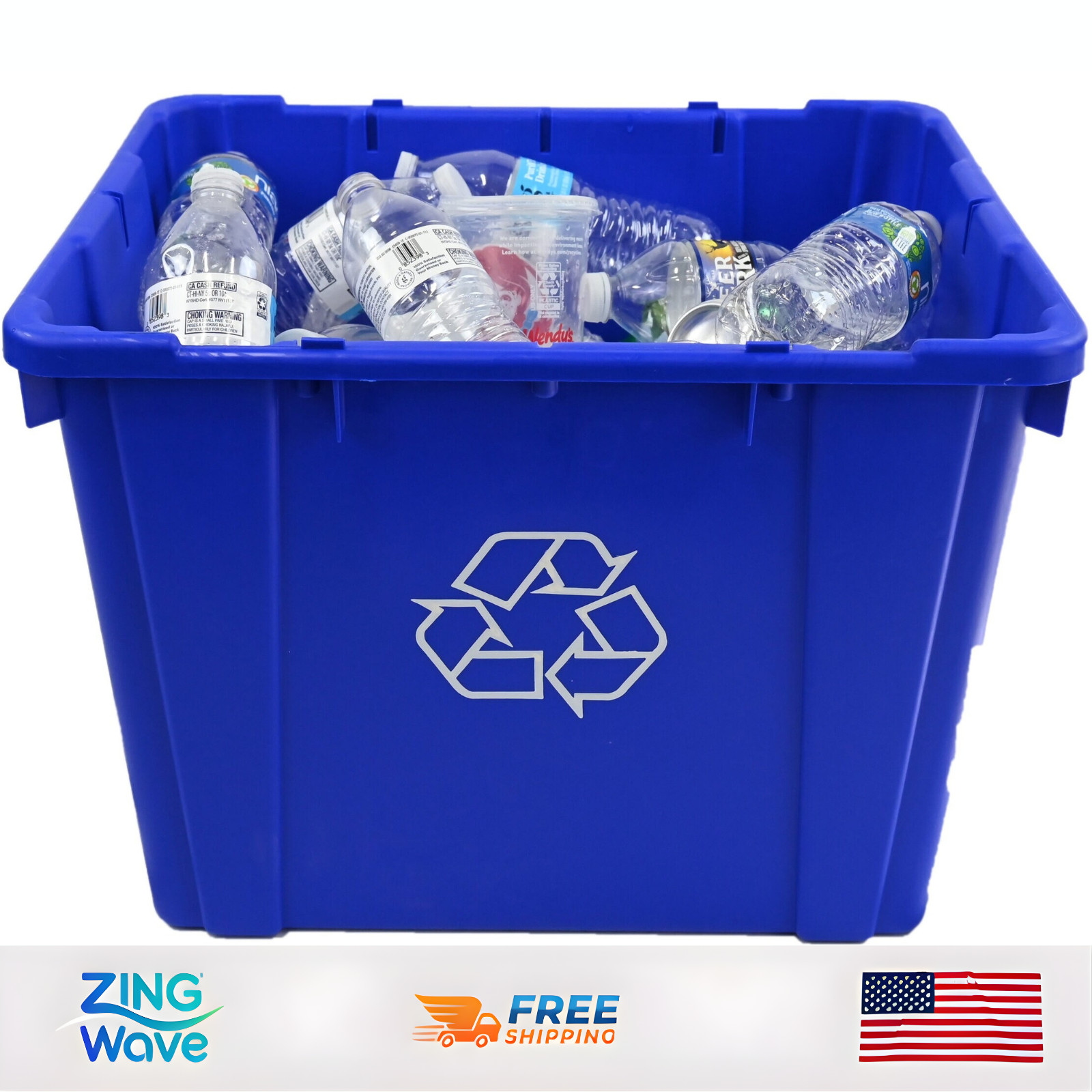 Project Source 14 Gallon Blue Recycling Bin Stackable Heavy Duty Indoor USA gallery