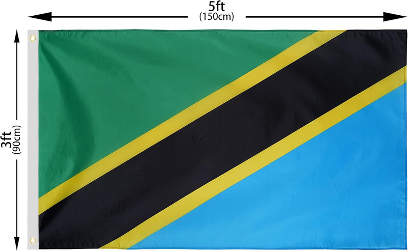 DANF Tanzania Flag 3X5 Ft Thick Polyester, Fade Resistant, Brass Grommets, Canva gallery