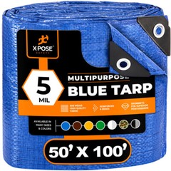 50′ X 100′ Multi Purpose Blue Poly Tarp Cover Tent Shelter RV Camping Tarpaulin